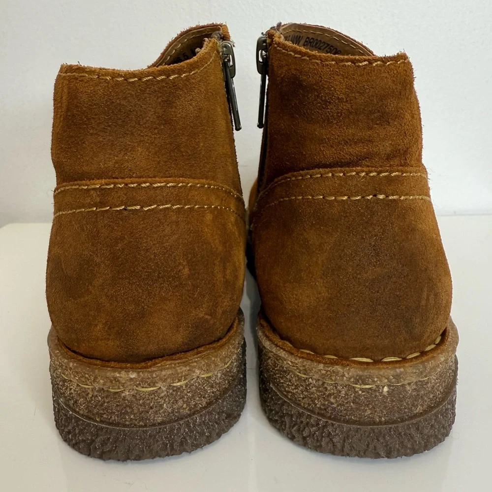 Born Tora Ankle Boot Ginger Brown Distressed Suede Leather Round Toe Women’s 6